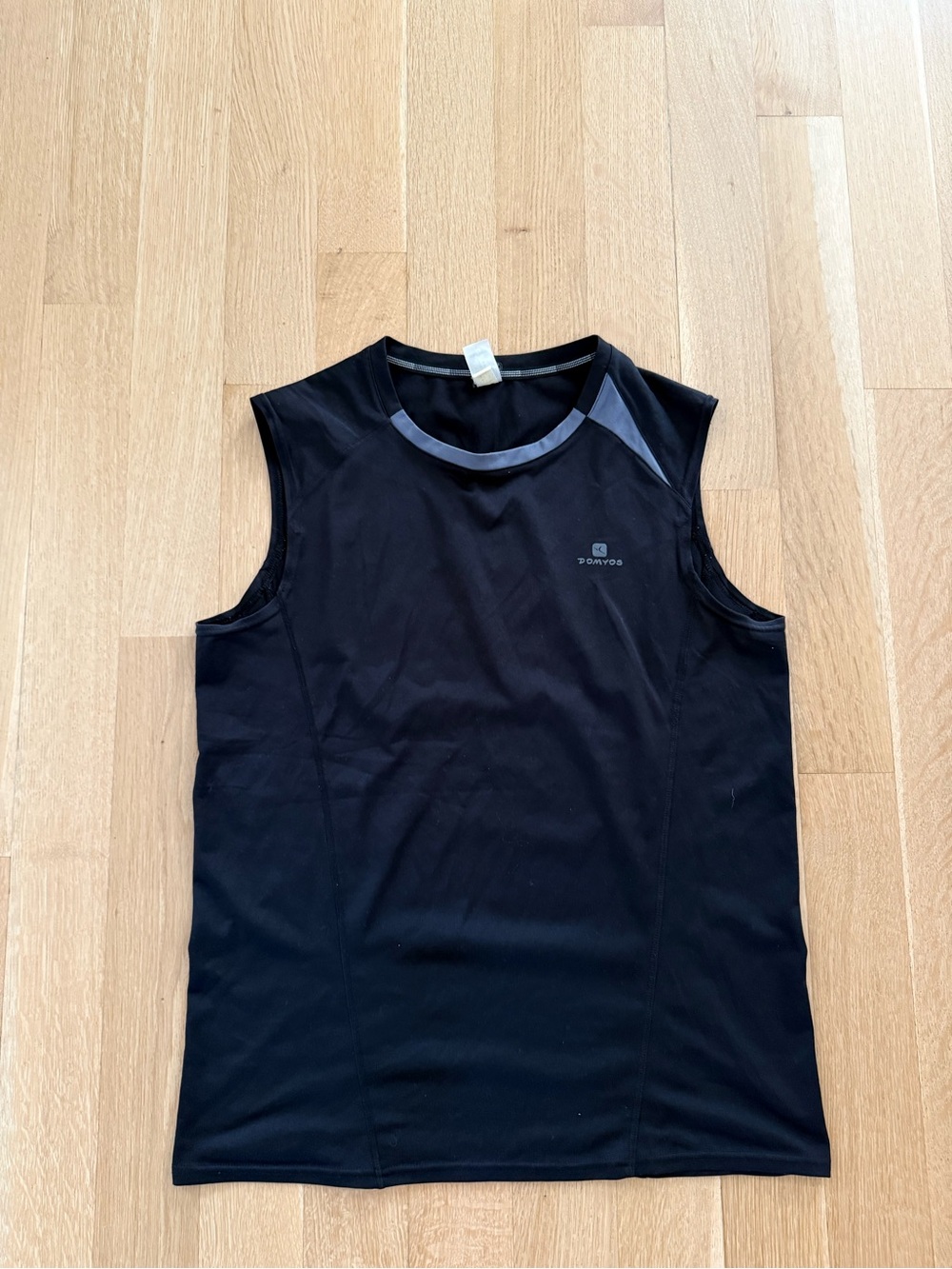 Men's Black Performance Sleeveless Tank with Gray Trim